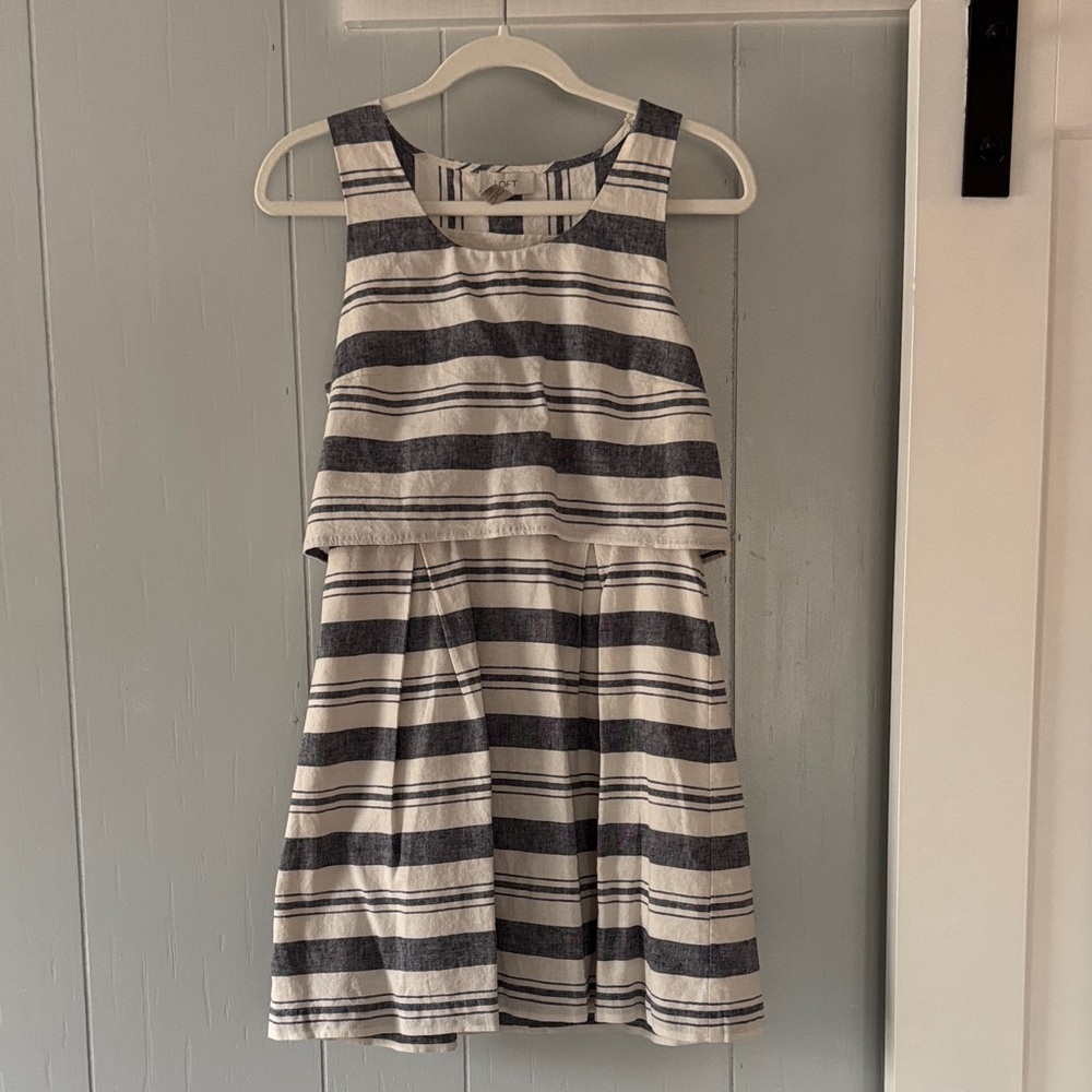 LOFT Dress with Grey and White Stripes